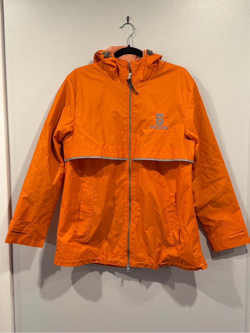 Syracuse University Orange Hooded Raincoat with Reflective Trim